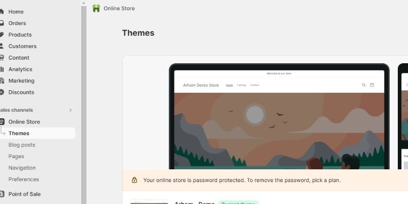 Online Store dashboard 