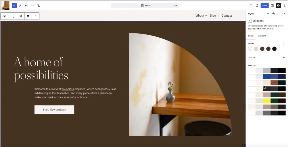 Wordpress 6.6 update with Color palettes & font sets